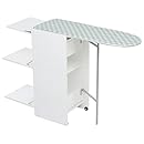 Melko Kommode 2 in 1 + Bügeltisch Bügelbrett mit Weidenkörben Weiß Grau