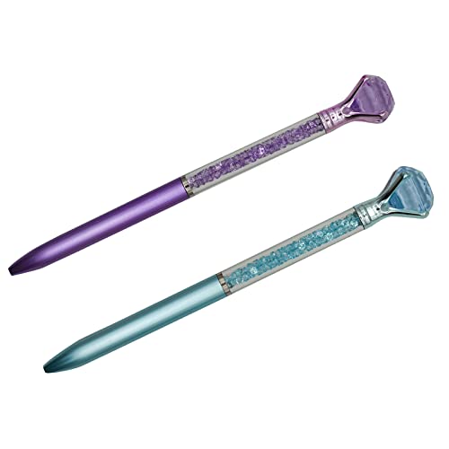 Maydahui 12Pcs Big Crystal Diamond Ballpoint Pens Colorful Retractable Bling Quicksand Pen Rhinestones Metal Pen Black Ink For School Office Wedding Party #TOP7