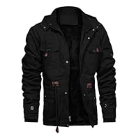 FRIENDLY Note:The zipper is located on the right.This is a thicker fashion mens jacket with a furry detachable hood.Effective protection against cold winds.Keep you warm in cold weather. Material:Outer Fabric:100% Cotton,Fleece Lining:100% Polyester,...