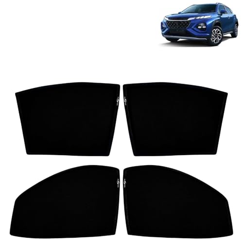 Image of KINGSWAY Car Sun Shade Curtains Only Compatible with Maruti Suzuki Fronx (2023 Onwards) | Z-Black Fix-Type (Non-Magnetic) | UV & Heat Protection | Pack of 4 Pcs