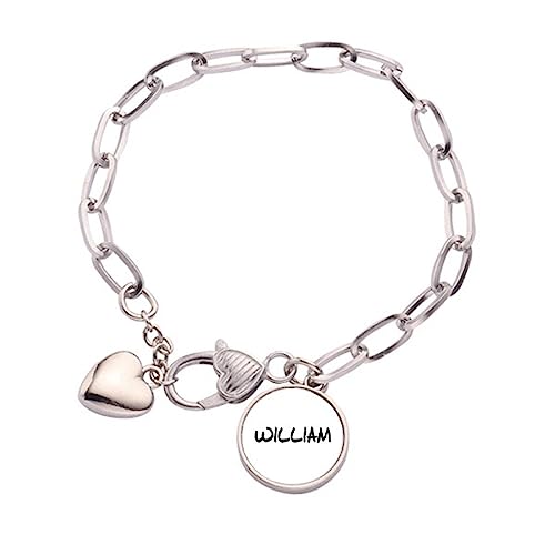William Bracelet à breloques cœur gravé en métal aux finitions soignées