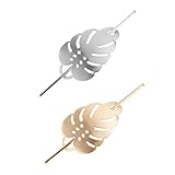 BELLIFFY 2個合金製ヘアピン レディースヘッド メタル光沢仕上げ おしゃれな女性用髪飾り 金銀各 卒園式やパーティーに 女性向けファッションアクセサリー