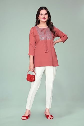 Image of SHANTVAN GALLERY Women's Tunics - Stylish & Comfortable Kurti for Woman with 3 /4 Designer Sleeves | Elegant Indian Short Tunic Top for Ladies | Casual, Festive