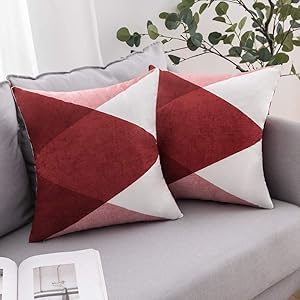 MIULEE Funda Cojin Geométrico para Sofa Fundas de Almohada Protectores Gamuza Sintética Decorativo Duradero Moderna para Sala de Estar Salon Silla Cama 50x50 cm 2 Piezas Rojo
