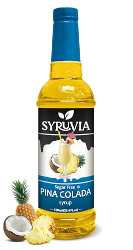 Syruvia Sugar-Free Pina Colada Syrup – 0 Calorie – Premium Flavoring Syrup for Tea, Italian Sodas, Beverages, Desserts, Ice Cream, Cocktails & Mocktails – Kosher, Gluten Free – 25.4 fl oz.