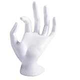Schnelle Lieferung Okay Hand winkte mattierte Harz Ring Display Stand Schmuck Display Props weiß