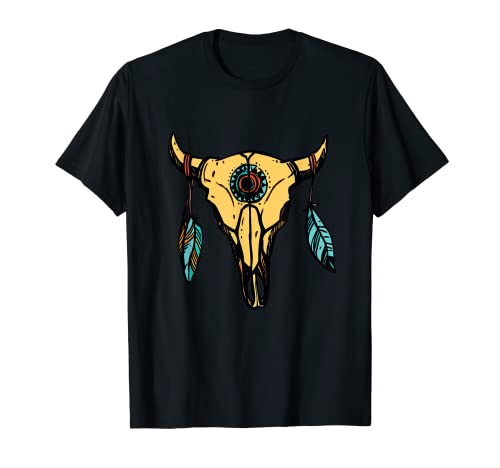 Regalo nativo americano Animal Art Bisonte Tatanka Buffalo Skull Camiseta