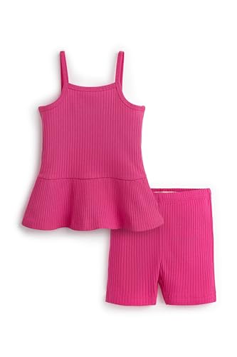 MONICA + ANDY Baby Organic Ribbed Peplum Tank + Short Set
