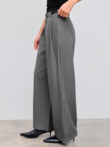 CIDER Mid Waist Solid Pocket Straight Leg Trousers with Belt4