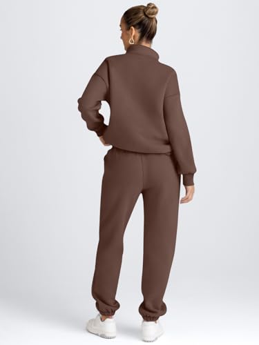 Image of AUTOMET Women's Sweatsuits 2 Piece Outfits Lounge Sets | Cozy Airport Outfits,Casual Sweat Sets for Fall and Winter,Half Zip Pullover and Baggy Sweatpants with Pockets
