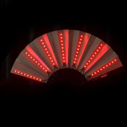 Éventail à Main Lumineux, Ventilateur Pliant à LED, Ventilateur à Main Chinois, Ventilateur à Main Pliable Lumineux pour Spectacle sur scène, Danse, boîte de Nuit, Accessoires de Festival