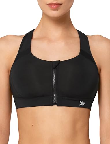 Image of Yvette Racerback Sports Bras for Women High Impact Front Zip Supportive Wireless Workout Bra