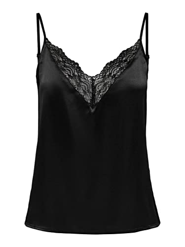 ONLY Onlvictoria SL Lace Mix Noos Wvn-Camiseta de Tirantes Top, Negro, XL para Mujer
