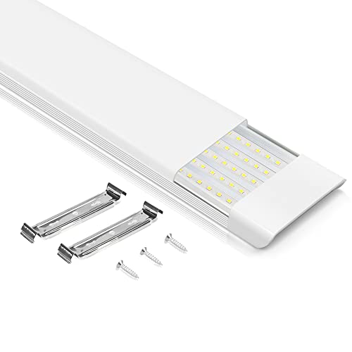 luckintech LED蛍光灯 180w形 90W消費電力 5灯相当 長さ120cm LEDベースライト 一体型台座付 直付 薄型 昼光色 天井照明 PSE適合 軽量 AC85-265V 2台