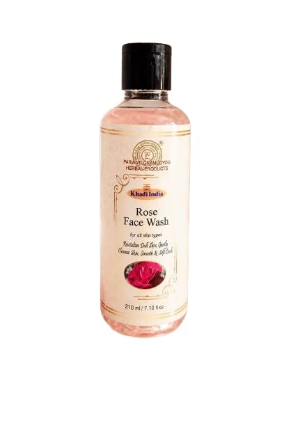 Image of Khadi India Rose Face Wash, for All Skin Types, with Rose Water and Sandalwood Extract, 210 ml