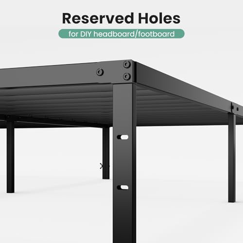 Image of Sweetcrispy King Size 12 Inch Platform Bed Frame, Heavy Duty Metal Foundation Frame, Noise-Free Sturdy Steel Slats, Underbed Storage, No Box Spring Needed, Quick Setup