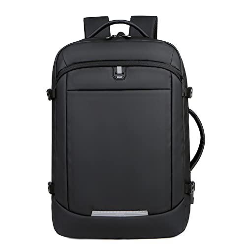 Sac à dos de voyage cuir noir imperméable ordinateur grande capacité taille L