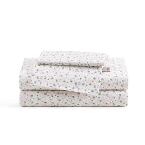 Tommy Bahama - King Sheet Set, Crisp & Cool Cotton Percale Bed Sheets, Deep Pockets, Coastal Bedding with Matching Fitted Sheet & Pillowcases (Pickleball Palm Pink)