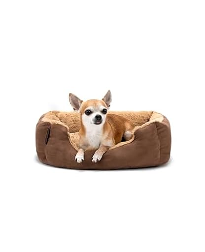 lionto Cama para Perros con cojín Reversible y Base Antideslizante, cojín para Mascotas con Entrada Baja para Perros y Gatos, 50x37 cm, cojín para Perros Acogedor, marrón/Beige | Ya disponible en tu tienda friki favorita! En mundofriki.es!