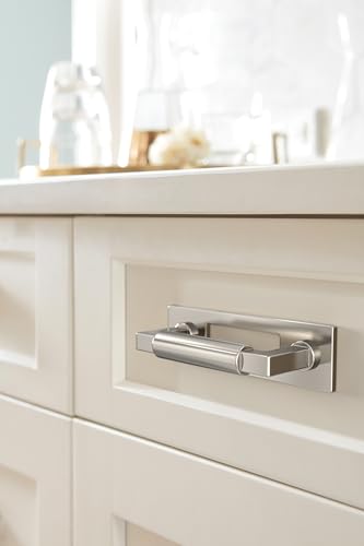 Image of Amerock Medora 3 inch Polished Nickel Backplate | Decorative zinc cabinet hardware backplate designed to complement knobs and pulls while protecting cabinet surfaces