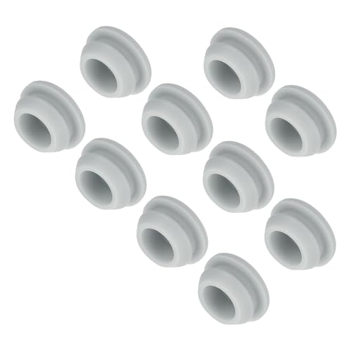 Image of MECCANIXITY 10pcs Silicone Snap in Locking Hole Plugs,11mm /0.4 Inch Mounting Diameter Narrow Groove Width 2mm Panel Seal Cover Round for Kitchen Bulkheads Waterproof Sealing Plugs Grey