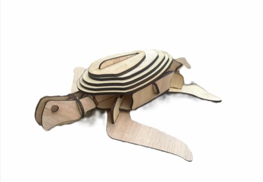 Rompecabezas de madera 3D con diseño de tortuga, juego de construcción de madera natural, modelo de animal decorativo para montar