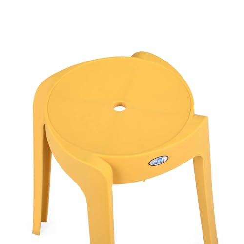 Image of Nilkamal Twist Sturdy and Durable Plastic Seating Stool | for Living Room, Bedroom, Bathroom, Kitchen, Office | Mustard Yellow