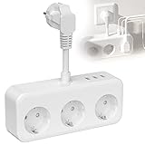 steckdosenleiste 3 fach 5m 🔋【Mehrfachsteckdose Kurzes Kabel】Die Steckdose hat ein kurzes Verlängerungskabel, das flexibel gedreht und platziert werden kann, sodass Sie sich keine Sorgen machen müssen, dass die Kabel durcheinander auf den Boden gelegt werden und Unfälle wie Stürze verursachen; und es gibt eine kleine Stromanzeige, die helfen kann festzustellen, ob die Steckdose mit der Stromversorgung verbunden ist; Bei Verwendung in der Nacht leuchtet die Anzeigelampe. Auch der Schlaf wird nicht beeinträchtigt.