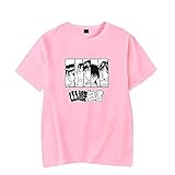 WJHYWDH New YuYu Hakusho Anime T-Shirt Merch Casual Short Sleeved T Shirt Unisex Tee (Pink,Large)