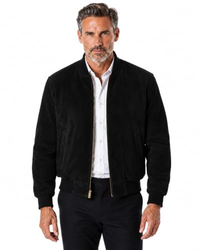 Image of REED EST. 1950 Men's Luxury Suede Leather Baseball Jacket - Premium Soft Suede with Smooth Interior Lining