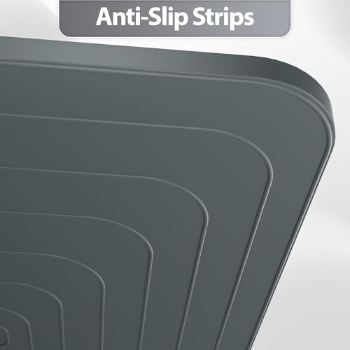 GQK Silicone Dog Food Mat, Waterproof Anti-Slip Pet Feeding Mat with Warped Resistant Raised Edge,Spill-Proof Lip Floor Protection,Dishwasher-Safe Pet Placemat for Dogs & Cats(L 24\" x 16\" Gray) - Thumbnail 7