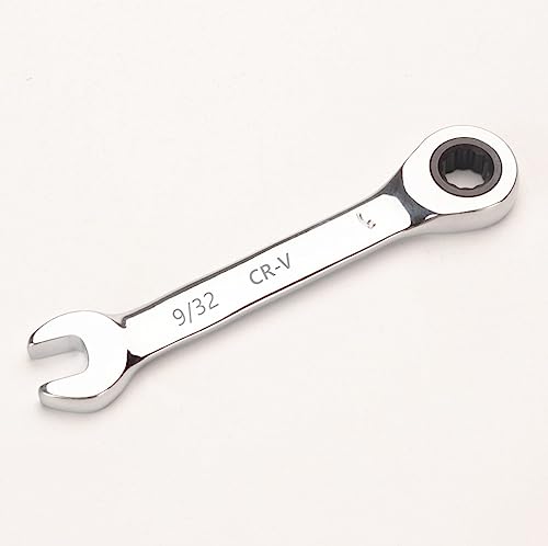 Image of FLZOSPER 9 /32-inch SAE Stubby Box End Head Geared Wrench, 72-Tooth Ratcheting Combination Wrench Spanner