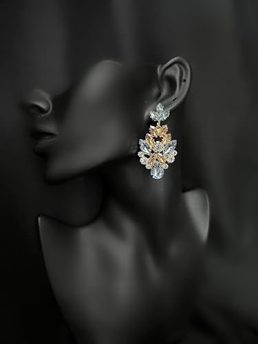 Elegant Crystal Rhinestone Drop Earrings for Brides and Bridesmaids - Dangle Earrings with Push Back - Perfect for Weddings - 2.36" Length, 1.18" Width2