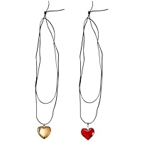 JTMKYO 2pcs Girls Heart Choker，Adjustable Necklace Cord, Red & Gold Halloween Necklace，Gothic Necklace Pendant Necklace, Heart Jewelry Gifts Y2k Jewellery For Women Teen Girls
