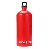 MAJONMMERD Bottiglia di Carburante in Alluminio da 1,5 L, Contenitore per Gasolio Leggero e Resistente a Tenuta Stagna con Coperchio in Plastica Sospeso per Campeggio, Escursionismo,