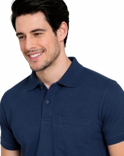 Image of INKKR Men's Polo Neck Half Sleeve Cotton Blend Regular Fit T-Shirt With Pocket