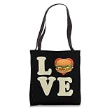 Hamburger Love Spelled Out With Heart Graphic Tote Bag