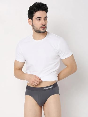 Image of Underjeans Men Premium Mid Grey Cotton Blend Regular Fit Brief
