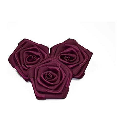 Rosen 6 cm x 3 Stück Satinrosen Aufnäher Deko Blumen Röschen zum Basteln Hochzeit Rosenköpfe Farbe Cover