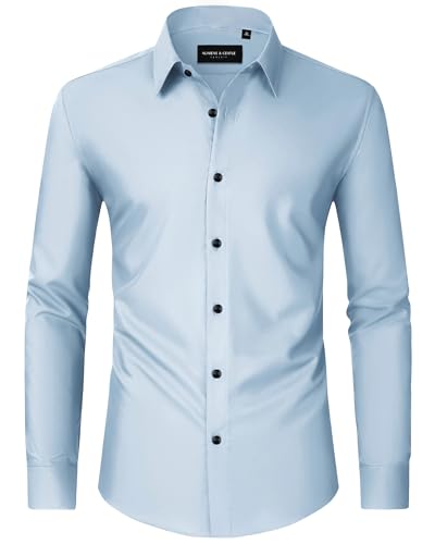 Image of Alimens & Gentle Men's Dress Shirts Long Sleeve Wrinkle Free Stretch Business Casual Wedding Button Down Shirt