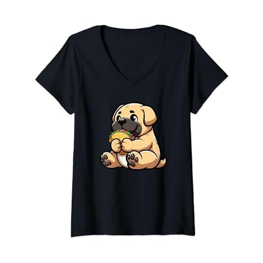 Womens English Mastiff Taco Dog Funny Food V-Neck T-Shirt
