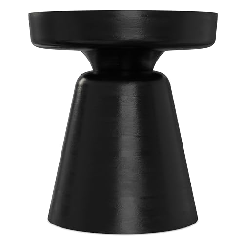 Image of SIMPLIHOME Robbie Accent Table - 16 inch Wide Solid Mango Wood End Table in Black, Boho Contemporary Rustic Side Table for Living Room or Bedroom with Multipurpose Function, Assembled