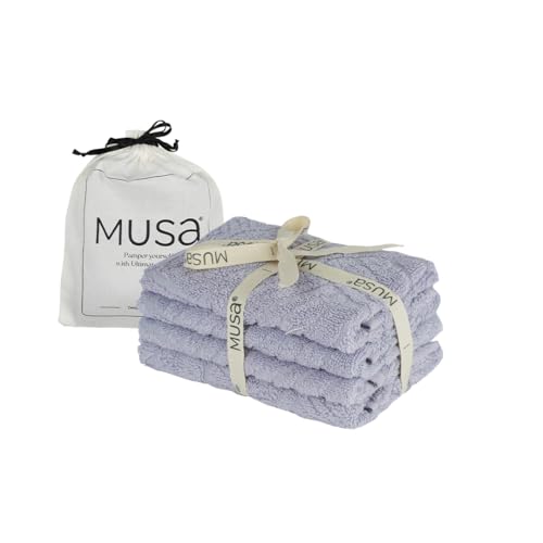 Image of MUSA Banana Face Towels | 400 GSM Terry Face Towel Set of 4 with Free Bag | Super Soft & Ultra Absorbent Towels for Facewash | Face Towel for Women, Men (Misty Lilac)