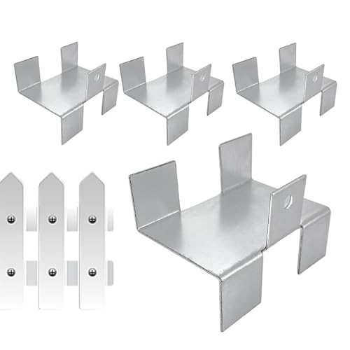 Soportes para Vallas,Herrajes Metálicos Anticorrosivos sin Perforación - 4 Piezas Soporte Montaje para Paneles de Valla - Para Madera, Hormigón, Pérgola, Porche, Cancela, Exterior, Patio Trasero, Jard