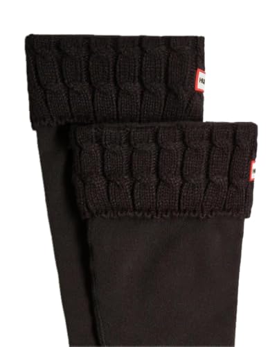 Hunter Unisex 6 ściegów kabel wysokie skarpety do butów z polaru czarne skarpetki 5-7 W / 4-6 M US