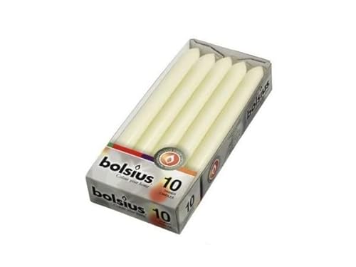 Bolsius Ivory Dinner Candles - 10 Pack Unscented 9 Inch Straight Taper Candle Set - 8 Hour Burn Time - Premium European Quality - Smokeless And Dripless Household, Spa, Wedding, And Party Candlestick #TOP18