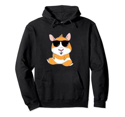 cool cute Hipster Guinea Pig Sunglasses Pet Animal Pullover Hoodie, Black