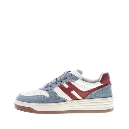Collezione: Autunno-Inverno Hogan Donna Sneaker H630 in Nappa e Pelle Martellata Bianco Avio Bordeaux Color Bianco Size 36