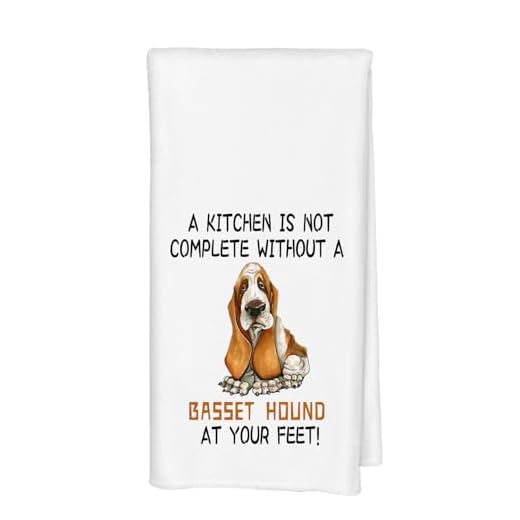 Qabliqo Basset Hound Kitchen Towels, 16x24 Inch, Cotton, Kitchen Cloth, Dish Cloths, Basset Hound Decor, Dog Lover Gifts