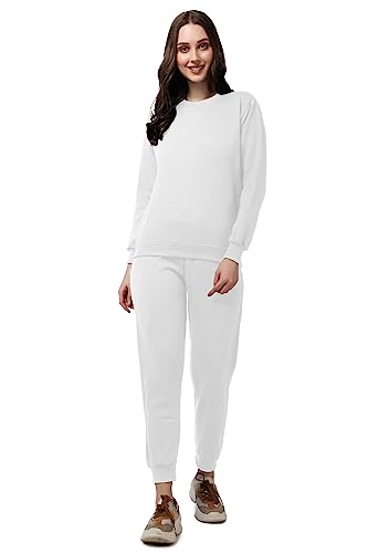 Image of Women's Full Sleeves Round Neck Winter wear Casual Fit Sweatshirt and Jogger Set Cotton Stretchable Comfort Fit and Warm for Cold Season for Everyday Winter Season Wear